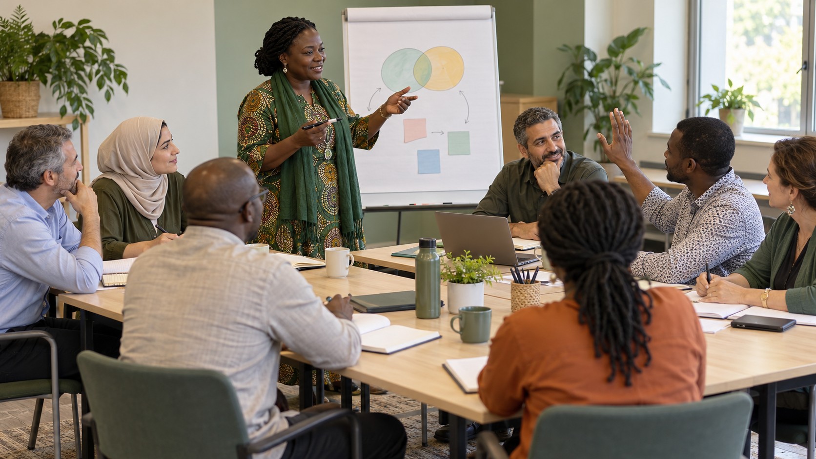 Illustrative scene: a facilitated professional workshop